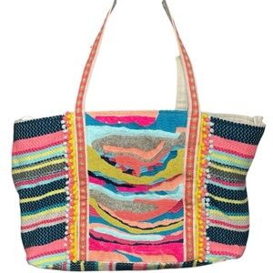 America & beyond Colorful Striped Tote Bag